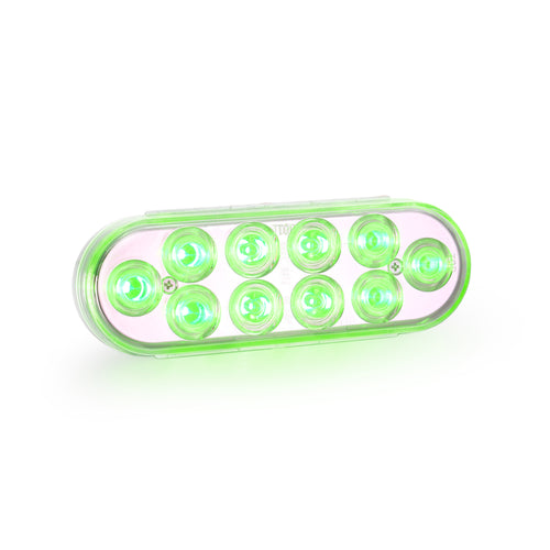 6" Oval Dual Color Red/White With Strobe Green 12/24V Led Light