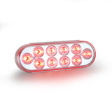 6" Oval Dual Color Red/White With Red Strobe 12/24V Led Light