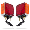 Square Double Face Led Pedestal Light Twin Pack Amber/Red color lens
