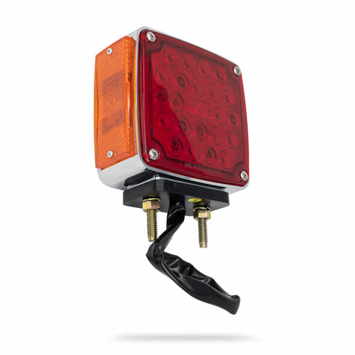 Square Double Face Amber/Red Led Pedestal Light - Twin Pack