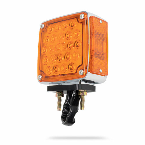 Square Double Face Amber/Red Led Pedestal Light - Twin Pack