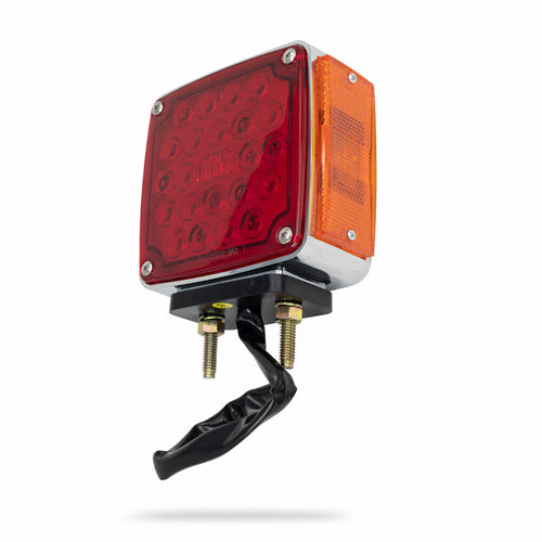 Square Double Face Amber/Red Led Pedestal Light - Twin Pack