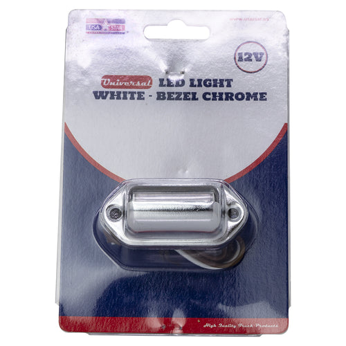 Led 12V License Utility Interior White 4-Led Light Chrome