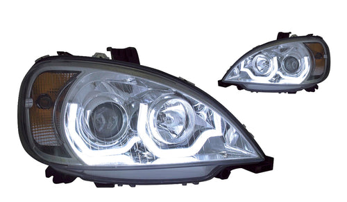 Chrome Headlight w/ LED Light Bar Fits Freightliner Columbia