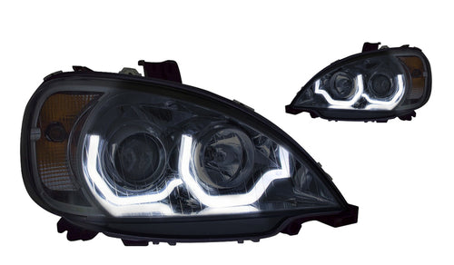Black Headlight (Freightliner Columbia) W/ LED Light Bar