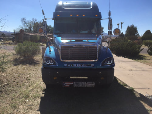 Black Headlight (Freightliner Columbia) W/ LED Light Bar