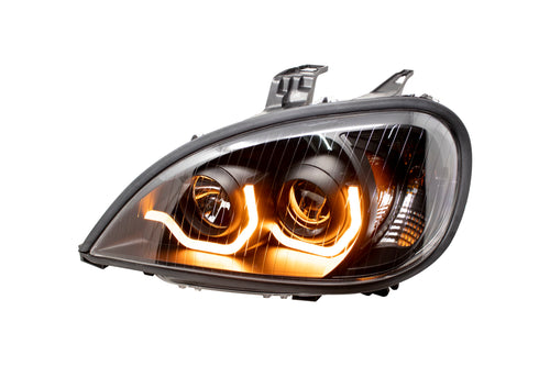 Black Headlight (Freightliner Columbia) W/ LED Light Bar