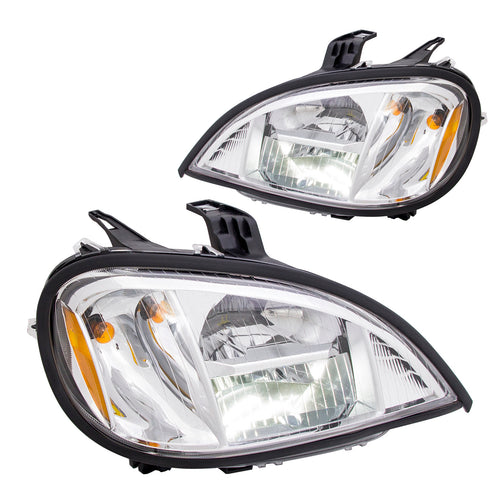Headlight Fits Freightliner Columbia Chrome Housing Led High/Low Beam