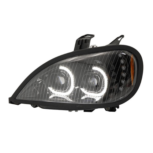 Black LED Head Lamp Projection With LED Bar Fits Freightliner Columbia