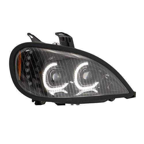 Black LED Head Lamp Projection With LED Bar Fits Freightliner Columbia