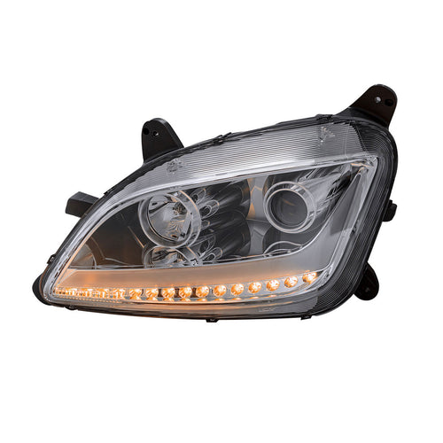 Projection Headlight W/ Chrome Reflector & Light Bar fits Peterbilt 579 & 587
