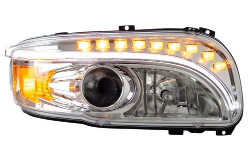 Chrome Headlight w/ LED Turn Signal fits Peterbilt 388 389 367 567 2008+ Passenger Side