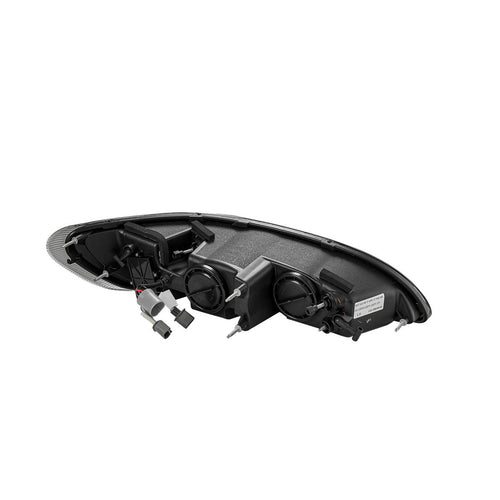 Black Housing Projection Headlight with LED Position Light & Turn Signal, fits Peterbilt 325, 330, 335, 337, 340, 348, 382, 384, 386, 387 models - Driver Side