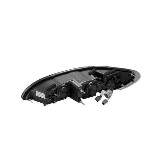Black Housing Projection Headlight with LED Position Light & Turn Signal, fits Peterbilt 325, 330, 335, 337, 340, 348, 382, 384, 386, 387 models - Passenger Side