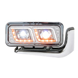 LED "Chrome" Projection Headlight Assembly With Mounting Arm Side Fits Peterbilt 379 87-2007 Passenger Side
