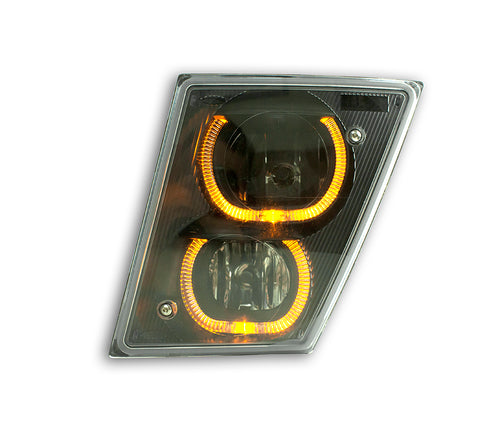 Fog Lamp fits Volvo VN / VNL 03+ with Amber/White LED Light Bar and Black Reflector
