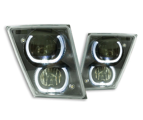 Fog Lamp fits Volvo VN / VNL 03+ with Amber/White LED Light Bar and Black Reflector
