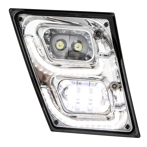 Chrome High Power LED Fog Light for 2003 - 2017 fits Volvo VN/VNL Passenger Side