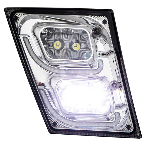 Chrome High Power LED Fog Light for 2003 - 2017 fits Volvo VN/VNL Passenger Side
