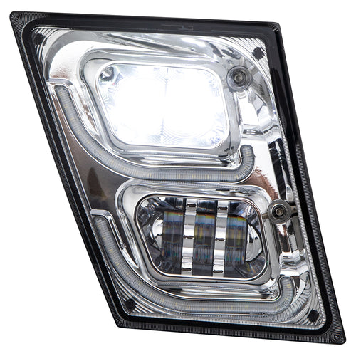 Chrome High Power LED Fog Light for 2003 - 2017 fits Volvo VN/VNL Passenger Side