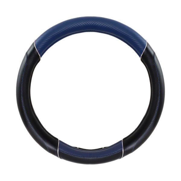 18” Steering Wheel Cover Black Carbon Fiber And Blue “chrome trim ...