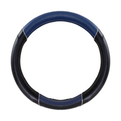 18” Steering Wheel Cover Black Carbon Fiber And Blue “chrome trim"