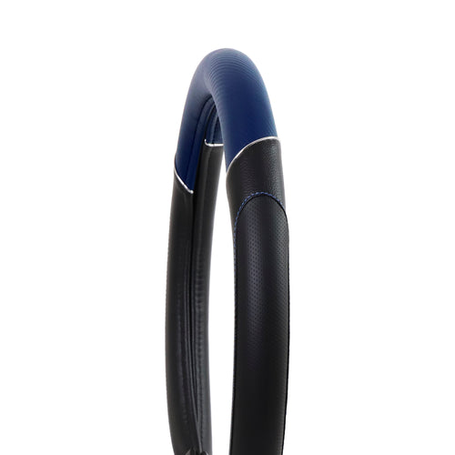 18” Steering Wheel Cover Black Carbon Fiber And Blue “chrome trim"