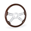 18" Wood Steering Wheel - 4 Spoke Classic