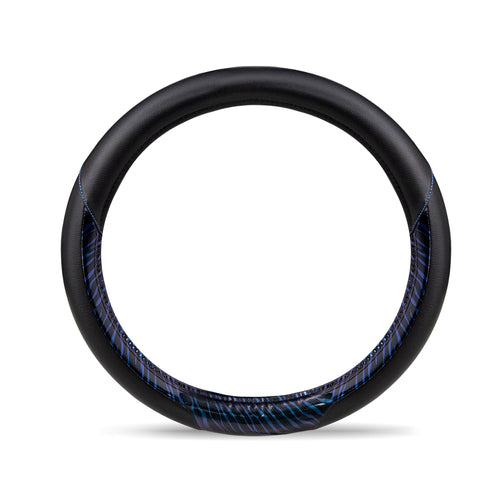 18” Steering Wheel Cover Black And Blue Flame
