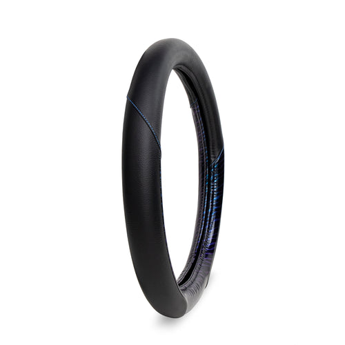 18” Steering Wheel Cover Black And Blue Flame