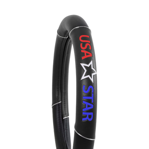 18" Steering Wheel Cover Black/Black W/ USASTAR Logo