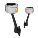 Hood Mirror W/ LED Curved Line Lights Fits Freightliner Cascadia 2008-2017