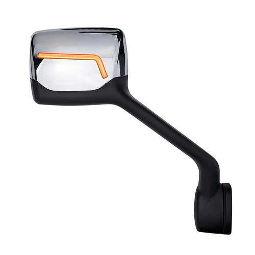 Chrome Hood Mirror W/ LED Lights Fits Kenworth T680, Peterbilt 579/587