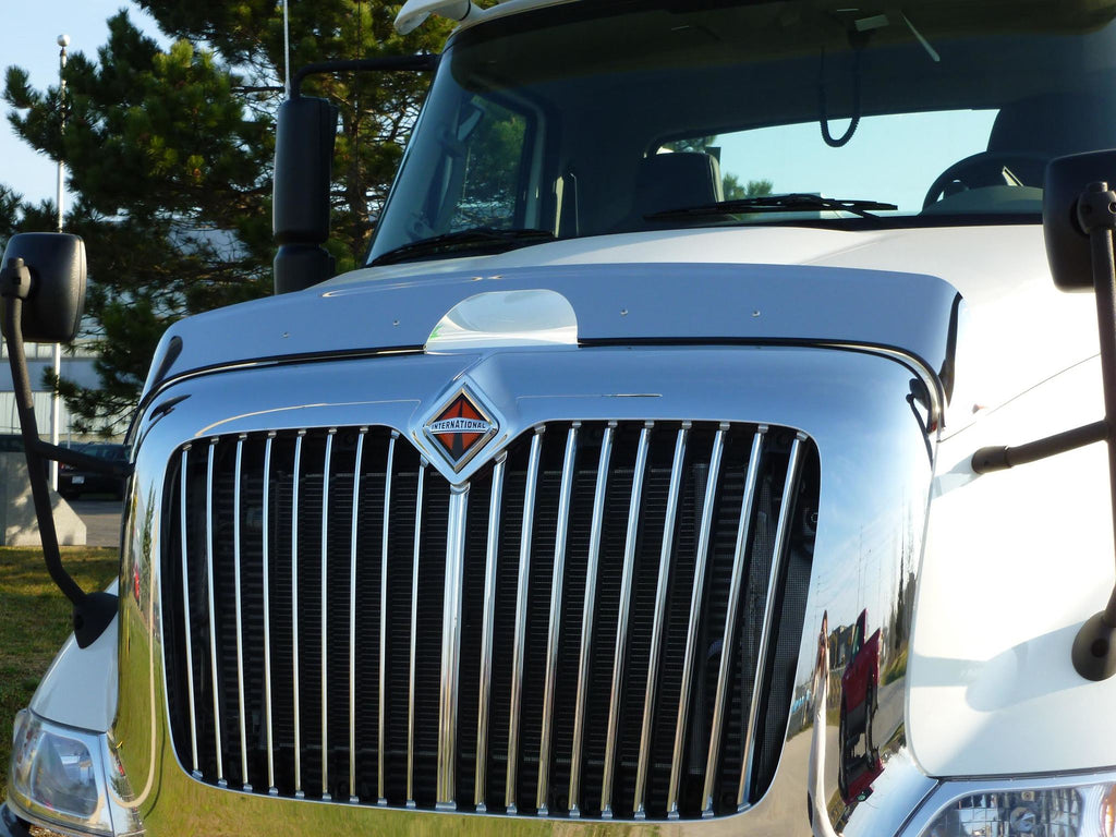 thumbnail image 2 of Protect Your Paint: Stainless Steel Hood Shield / Bug Deflector For 2008-2017 Freightliner Cascadia 2 of 5