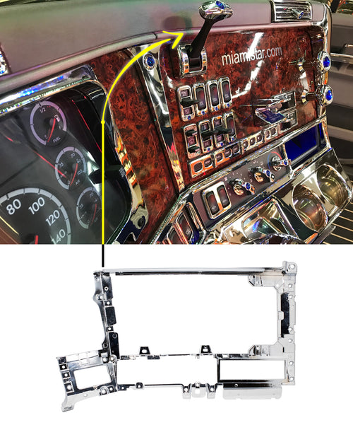 (KIT) Chrome Dash Panel "Skeleton" (Located Right Hand Of Steering) & 12-1/8" Dash Top of Gauge Chrome - fits Freightliner