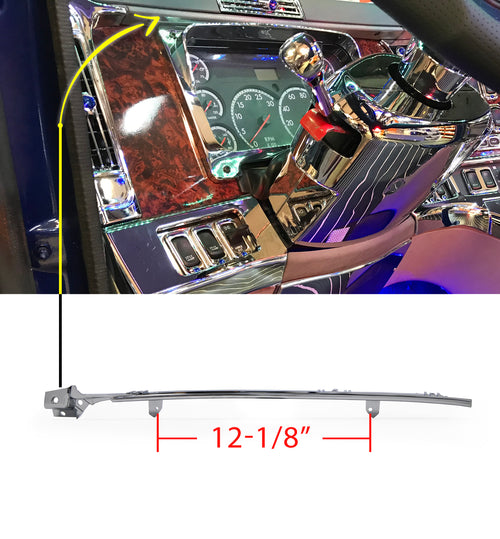 (KIT) Chrome Dash Panel "Skeleton" (Located Right Hand Of Steering) & 12-1/8" Dash Top of Gauge Chrome - fits Freightliner