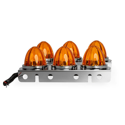Air Cleaner Light Bar kit With 3 Led Watermelon Amber/Amber Front Fits Peterbilt 379, 389