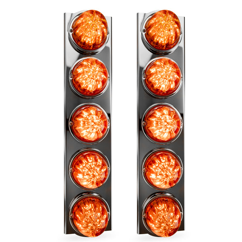 Air Cleaner Light Bar 5 Watermelon Amber /Amber Front Fits Peterbilt 379, 389 Pair