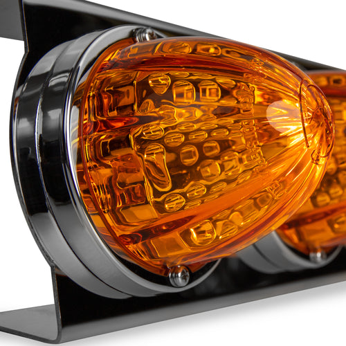Air Cleaner Light Bar kit With 3 Led Watermelon Amber/Amber Front Fits Peterbilt 379, 389