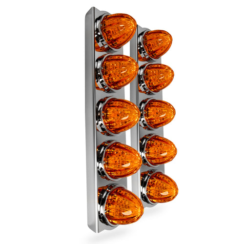 Air Cleaner Light Bar 5 Watermelon Amber /Amber Front Fits Peterbilt 379, 389 Pair
