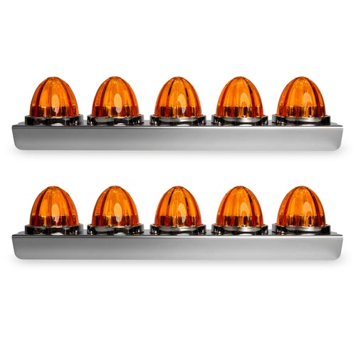 Air Cleaner Light Bar 5 Watermelon Amber /Amber Front Fits Peterbilt 379, 389 Pair