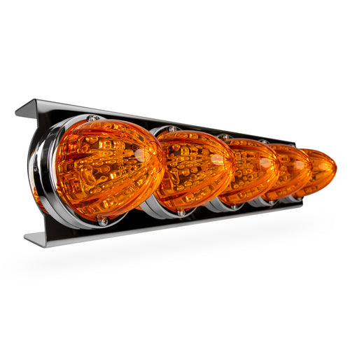 Air Cleaner Light Bar 5 Watermelon Amber /Amber Front Fits Peterbilt 379, 389 Pair