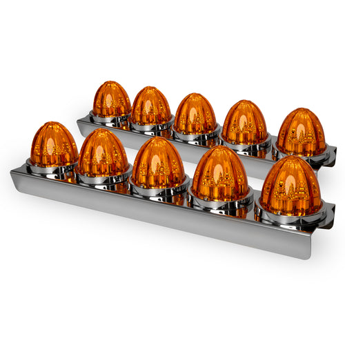 Air Cleaner Light Bar 5 Watermelon Amber /Amber Front Fits Peterbilt 379, 389 Pair