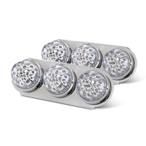 Amber/Clear (Pair) Air Cleaner Light Bar kit With 3 Led Watermelon Front Fits Peterbilt 379, 389