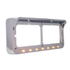 Sequential 7 LED Rectangular Dual Headlight Bezel w/ Visor Amber Led-Clear Lens