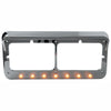 Sequential 7 LED Rectangular Dual Headlight Bezel W/ Visor Amber Led-Amber Lens