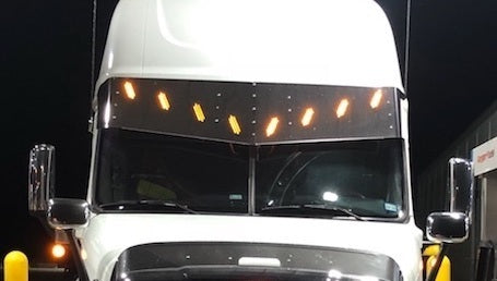 18 1/2” Visor Fits Freightliner Cascadia (2007 & Newer) Cascadia Body Style (2018 & Newer) V-Style Stainless Steel 8 Hidden Light Style ( V)