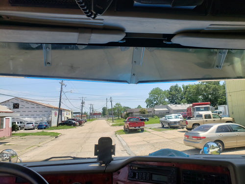 15 1/2” X 14” ”S. S. Visor Fits International 9200, 9400, 9300, 9900 with 8 Hidden Lights Holes Curved Windshields Only