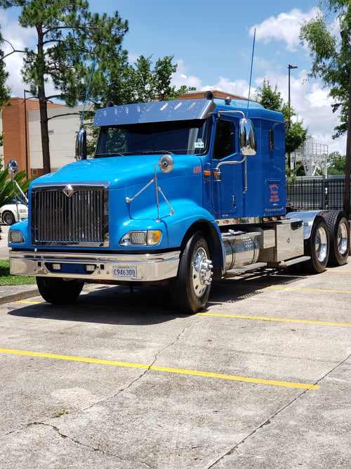 15 1/2” X 14” ”S. S. Visor Fits International 9200, 9400, 9300, 9900 with 8 Hidden Lights Holes Curved Windshields Only