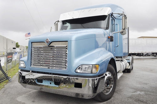 15 1/2” X 14” ”S. S. Visor Fits International 9200, 9400, 9300, 9900 with 8 Hidden Lights Holes Curved Windshields Only